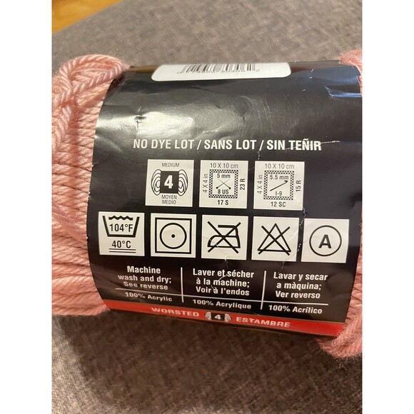 Red Heart Soft Yarn Rose Blush Acrylic Worsted - Picture 3 of 3